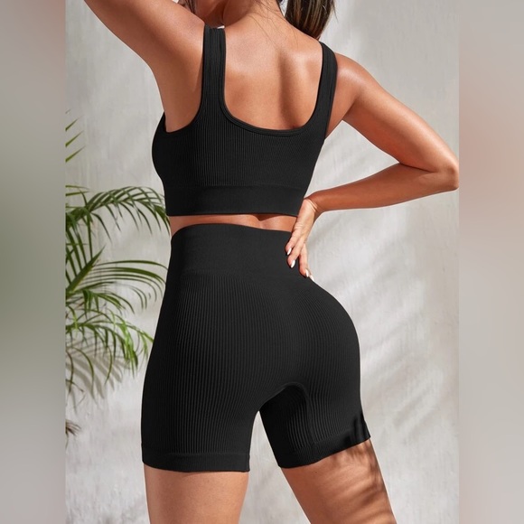 Ribbed Knit Wide Waistband Sports Set - Picture 2 of 6